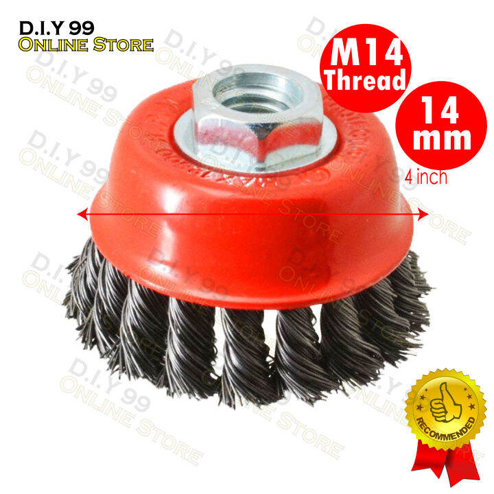 Heavy Duty 4 inch Cup Brush M10 x Twisted Steel Wire Brush / Twisted Wire Cup Brush / Rust