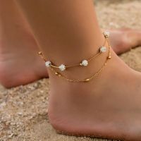 Ankle Bracelet Sturdy Women Anklet Charm Gift Simple Chic Beads Adjustable Chain Anklet