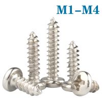 100pcs M1 M1.2 M1.4 M1.7 M2 M3 M3.5 M4 Nickel-Plated Carbon Steel Cross Recessed Phillips Pan Round Head Self tapping Wood Screw