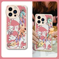 for girl Nordic wind Phone Case For iphone14 Pro Simplicity Little Bear Color Chain Nordic style Anti drop airbag cute