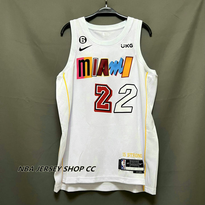 Nike Men's 2022-23 City Edition Miami Heat Jimmy Butler #22 White Dri-Fit Swingman Jersey, Small