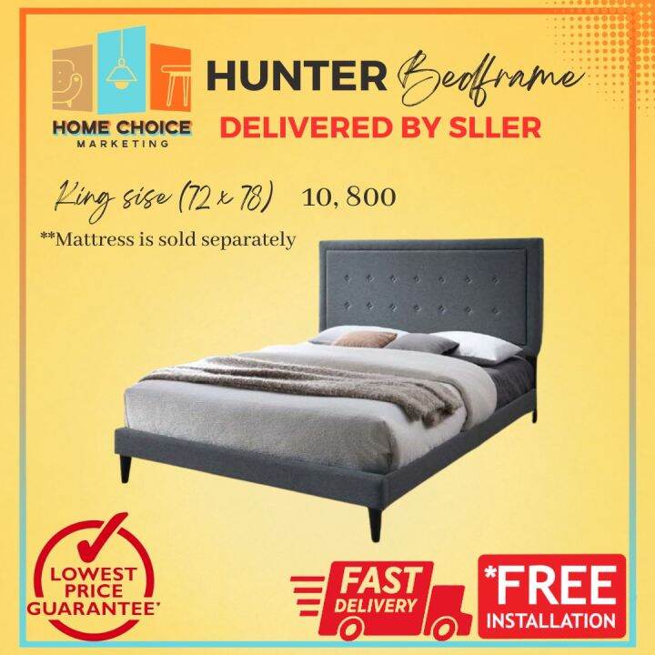 HUNTER FABRIC PADDED BEDFRAME (GRAY) Lazada PH