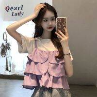 QearlLady แขนสั้นสำหรับผู้หญิง,ชุดเดรสแขนสั้นเพื่อสวมใส่เสื้อคล้องคอหวานนม504b112ตัวเล็ก