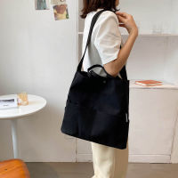Fashion Canvas Shoulder Bag Womens Vintage Large Capacity Handbag Student Harajuku Bucket Bag Girl Shopping Commuter School Bag