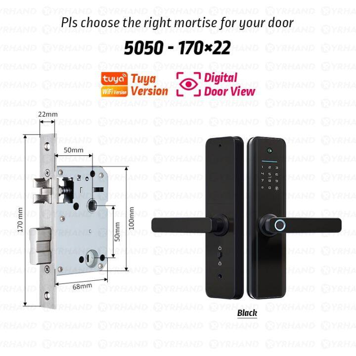 yrhand-tuya-wifi-สมาร์ทปราสาท-fechadura-กันน้ำ-eletronica-biometria-อิเล็กทรอนิกส์ดิจิตอลลายนิ้วมือประตูล็อคอัจฉริยะ