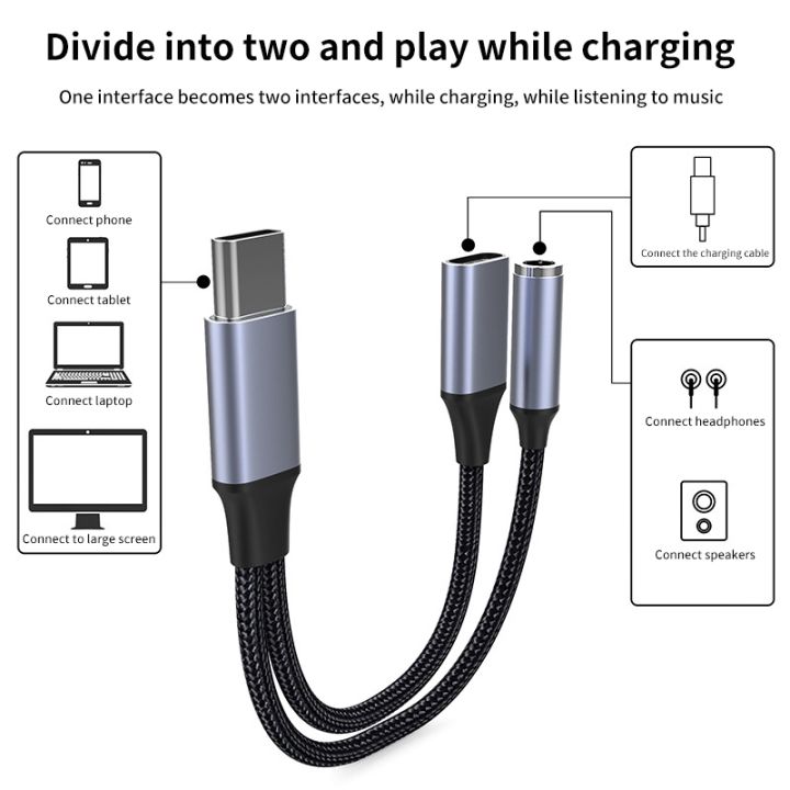 chaunceybi-usb-c-ถึง3-5mm-ประเภทชาร์จ-pd60w-ออดิโอสำหรับ