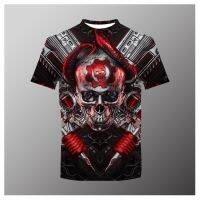 (in stock) Mens Classic Clothing 3D Pirate Skull Print Summer Short Sleeve Fashion Hip Hop O-Neck Extra Large T-shirt 2023. New Street Top (free nick name and logo)