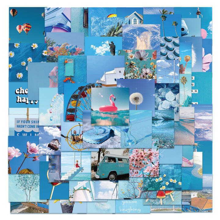 50Pcs Cartoon Cute Blue Scenery Waterproof Sticker Skateboarding Snowboard Retro Vinyl Sticker Graffiti Notebook Sticker 50Pcs Cartoon Cute Blue Scenery Waterproof Sticker Skateboarding Snowboard Retro Vinyl Sticker Graffiti Notebook Sticker