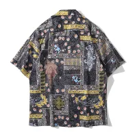 [ส่งของ]Dark Icon Bandana Printed Hawaiian Shirt Men Turn-down Collar Polo Shirt Short Sleeved Shirts for Man