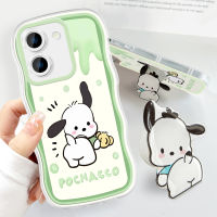 Case4you สำหรับ Y27 Vivo Y27 5กรัมพร้อมที่ยึดนิ่มแฟชั่นเคสโทรศัพท์หยักแบบ Pochacco การ์ตูนเคสโทรศัพท์มือถือกันกระแทกคลุมทั้งหมดป้องกันกล้อง