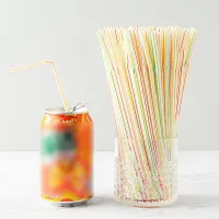 100 Pcs Disposable Elbow Plastic Straws For Kitchenware Bar Party Event Alike Supplies Striped Bendable Cocktail Drinking Straws