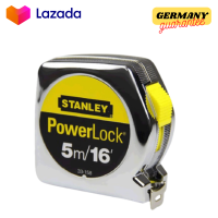 ตลับเมตร STANLEY รุ่น POWERLOCK 33-158 ขนาด 5 เมตร 16 ฟุต สีเงิน รุ่นยอดนิยม ราคาถูก ตลับเมตรชุบโครเมี่ยม Powerlock Tape Rule