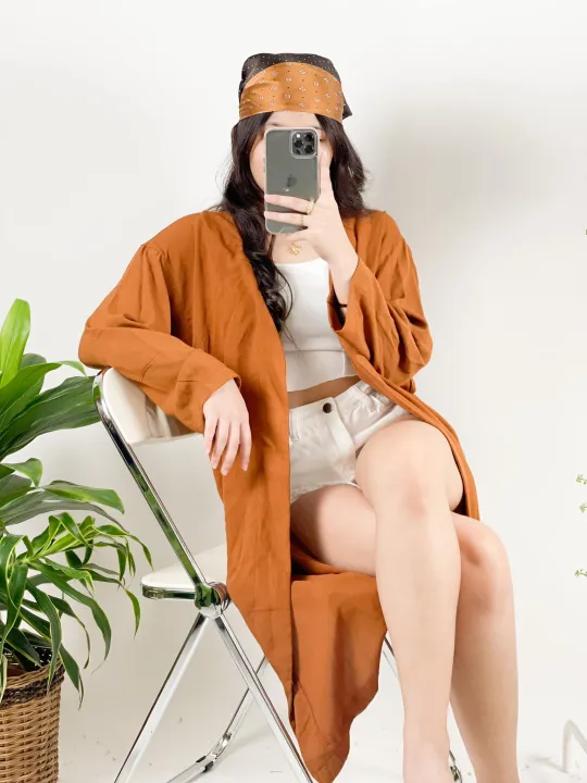 Open Front Long Sleeve Cardigan Jacket With Pockets Lazada PH