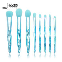 Jessup Make up brushes 8pcs Glacier Blue Blush Powder Eyeshadow Foundation brush Pencil Plastic handle