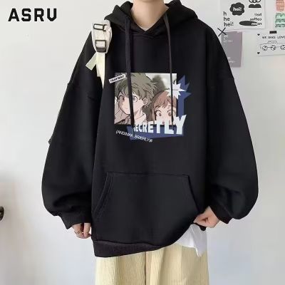 ASRV เสื้อฮู้ดชาย เสื้อมีฮู้ดผู้ชาย hoodie เสื้อกันหนาว ผู้ชาย การ์ตูนอะนิเมะเสื้อกันหนาวผู้ชาย Ins เทรนด์ใหม่หลวมฤดูใบไม้ร่วงคลุมด้วยผ้าด้านบนเก๋เสื้อแจ็คเก็ต