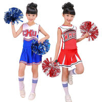 LOLANTA Kids Girls Cheerleader Costume School Active Perform Cheer Outfit Uniform with Pom Poms Socks Set 3-14 Years Clothes