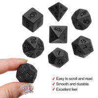 7 Pcs Polyhedral Black Dice Set เกมลูกเต๋าสำหรับ TRPG DND อุปกรณ์เสริม Multifaceted สำหรับการ์ดเกมกระดานเกมคณิตศาสตร์ Party Supplies-Aluere