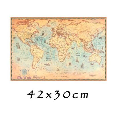 【SALE】 nancarenko1977 Ocean Earth World แผนที่วินเทจกระดาษคราฟท์โปสเตอร์บาร์ผับคาเฟ่สติ๊กเกอร์ติดผนังย้อนยุคพิมพ์ภาพแผนที่โลก3ขนาดเลือก