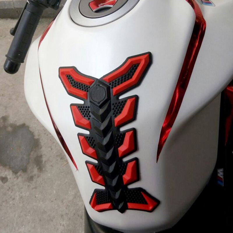 1 Set Red Universal 3D Motorcycle Gas Tank Sticker Fuel Tank Protector Decal Pad Self-adhesive and Waterproof 