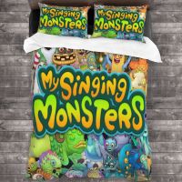 【พร้อมส่ง ชุดเครื่องนอน ผ้าปูที่นอน ผ้าห่ม ผ้านวม พิมพ์ลายการ์ตูน My Singing Monsters 3 in 1 3 ชิ้น ปลอกหมอน 2 ชิ้น