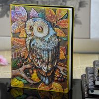 ☫●❇ 3D Owl Printing Vintage Embossed Leather Travel Diary A5-notebook Gift Notepad 1 Piece Notebook