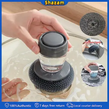 Kitchen Soap Dispensing Dishwashing tool Cleaning Brushes Easy Use Scrubber  Wash Clean Tool Soap Dispenser Brush Gadgets