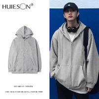 【Huieson】เสื้อคาร์ดิแกนมีซิปสำหรับผู้ชาย,คาร์ดิแกนเสื้อกันหนาวมีฮู้ดแนวสปอร์ตทรงหลวมไซส์ใหญ่เสื้อแจ็คเก็ตลำลองกลางแจ้งอเนกประสงค์