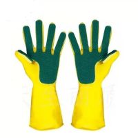 Home Kitchen Washing Gloves Scouring Latex Rubber Cleaning Gloves Dish Sponge Fingers Household Cleaning Gloves for Dishwashing Safety Gloves