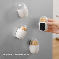 Magnetic Refrigerator Toothpick Holder Container Toothpick Dispenser Household Table Clear Lid Toothpick Storage Box With Magnet