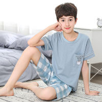 10 12 14 16 Years Teens Pajamas Short Sleeve Cotton Pyjamas Kids Clothes Sets Big Boys Girls Sleepwear Cute Homewear Pijamas Set