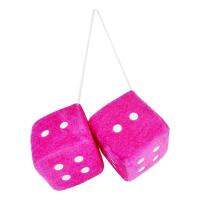 【LZ】♕▩❂  Soft and Fuzzy Plush Dice para carro Auto espelho retrovisor Ornamento Interior Decoração Hangable Sedan Truck Charm SUV