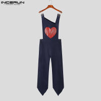 INCERUN Menshheart พิมพ์ชุดเอี๊ยมลำลองสะพายไหล่โซ่สายอเนกประสงค์ย้อนยุค Jumpsuit (เสื้อผ้าลำลอง) #3