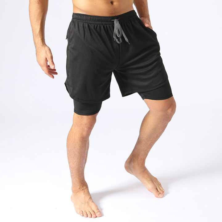 กางเกงขาสั้นฟิตเนสกลางแจ้ง-esd-กางเกงออกกำลังกายออกกำลังกล้ามเนื้อสำหรับผู้ชาย-celana-training-ลายพราง-b304