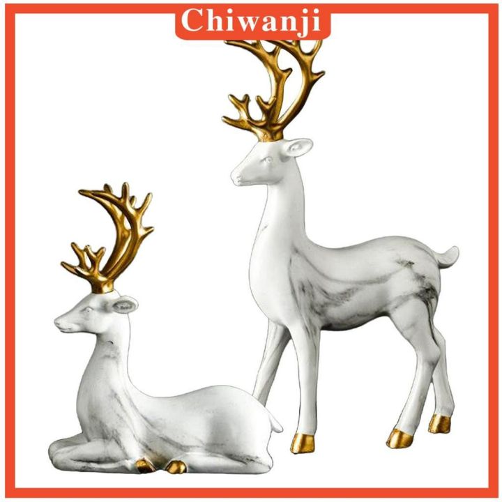 chiwanji-โมเดลเรซิ่นรูปปั้นกวาง-2-ชิ้น