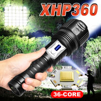 2022 XHP360LED ใหม่ล่าสุด Super Bright LED ไฟฉายแบบชาร์จ18650กันน้ำไฟฉาย XHP70ซูมยุทธวิธีโคมไฟตั้งแคมป์โคมไฟ