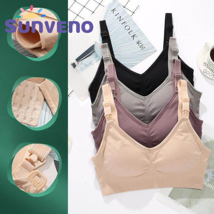 SUNVENO Breathable Maternity Bras, Wirefree Cotton Nursing Bra for