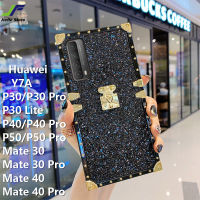 JieFieสำหรับHuawei P30 / P30 Pro / P30 Lite / P40 / P40 Pro / P50 / P50 Pro / Mate 30 / Mate 30 Pro / Mate 40 / Mate 40 Pro Luxury Glitterเคสโทรศัพท์แฟชั่นหนังสแควร์นุ่มTPUเคสครอบปกป้อง