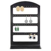 Simple 48 Holes Jewelry Organizer Stand Black Plastic Earring Holder Pesentoir Fashion Earrings Display Rack Etagere For Sale