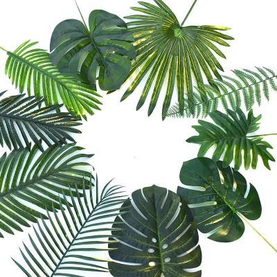 5pcs Artificial Monstera Artificial Plants Turtle Leaves Tropical Palm Leaves Summer Jungle Theme for Home Hawaii Wedding Decor Spine Supporters