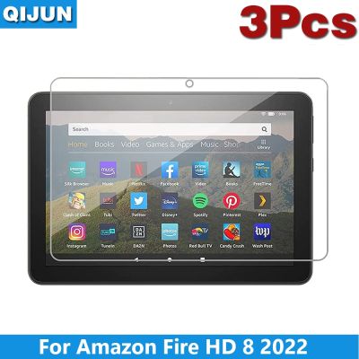 3ชิ้นปกป้องหน้าจอสำหรับกันรอยขีดข่วนกระจกเทมเปอร์ HD Amazon Kindle Fire HD 8 2020 2022แผ่นป้องกันหน้าจอแท็บเล็ตใหม่ BHM396ป้องกันหน้าจอ