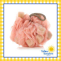 ใยขัดตัว รุ่น Soft Sponge สีชมพู ทรงกลม มีฟองน้ำด้านใน ขนาดกลาง ใยอัดแน่น ตีฟองได้เยอะ นุ่ม ฟองน้ำขัดตัว Pink Soft Sponge Body Scrubb Shower Mesh Ball