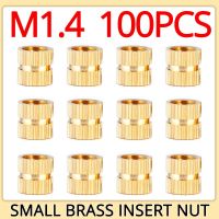 50/100pcs Brass Insert Nut M1.4 Screw Hot Melt Knurled Thread Embedment Heat Double Twill Embed Copper Inserts for Plastic