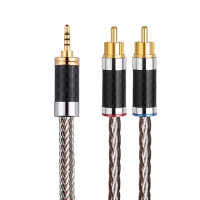 HIFI OCC Sterling Silver RCA Cable HiFi 2.5mm to 2RCA Audio Cable RCA Jack Y Splitter for Amplifiers Audio Home Theater Cable