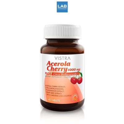 VISTRA-ACEROLA CHERRY 1000 MG. PLUS CITRUS BIOFLAVONOIDS  วิสทร้า อะเซโรลาเชอร์รี่ 1000 มก. พลัส ซิตรัส ไบโอฟลาโวนอยด์ 1 ขวด บรรจุ 45 เม็ด