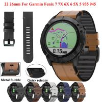 【CHUYANG SHOP】   22 26มม. สายนาฬิกา Quickfit สำหรับ Garmin Fenix 6 6X 7X 5X 7 5 5Plus 3HR 935 945 S60สายหนังแท้สายนาฬิกาซิลิโคนสายรัดข้อมือ