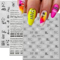 【LZ】 Nail Art Decals Letters Messages Hand Draw Line Faces Valentines Back Glue Nail Stickers Decoration For Nail Tips Beauty