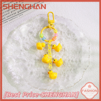 SHENGHAN พวงกุญแจ Tas Ransel Anak Perempuan รูปเป็ดน่ารัก1ชิ้นเครื่องประดับเคสหูฟังสีขาวและสีเหลืองวัสดุเรซิน