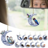 Kawaii Car Hanging Pendant Rearview Mirror Decoration Cute Angel Cat Polar Bear Sleep on the Moon For Women Girl Car Ornaments