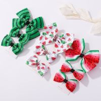 3 Pcs/Set Girls Cute Watermelon Print Bowknot Hair Clip Kids Lovely Colorful Hairpins Headwear Children Summer Hair Accessories Hair Accessories