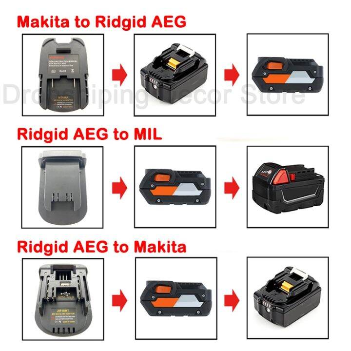 Battery Adapter Converter For Makita To Ridgid AEG For Ridgid AEG